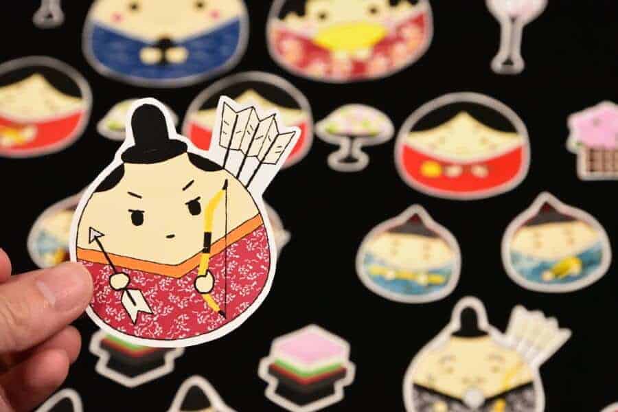無料ダウンロード型紙のひなまつりの弓矢隊イラスト
