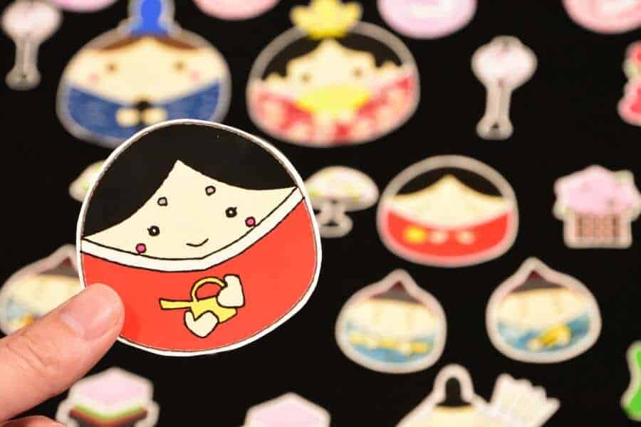 無料ダウンロード型紙のひなまつりの3人官女のイラスト