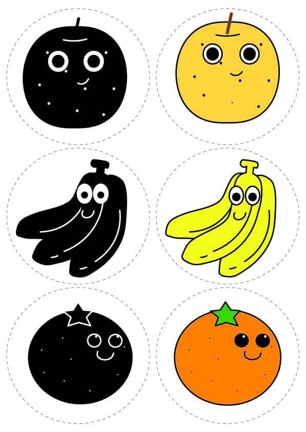 無料型紙ダウンロード 果物シルエットクイズ 紙皿シアター ペープサート パネルシアターイラスト教材 おうち教材の森