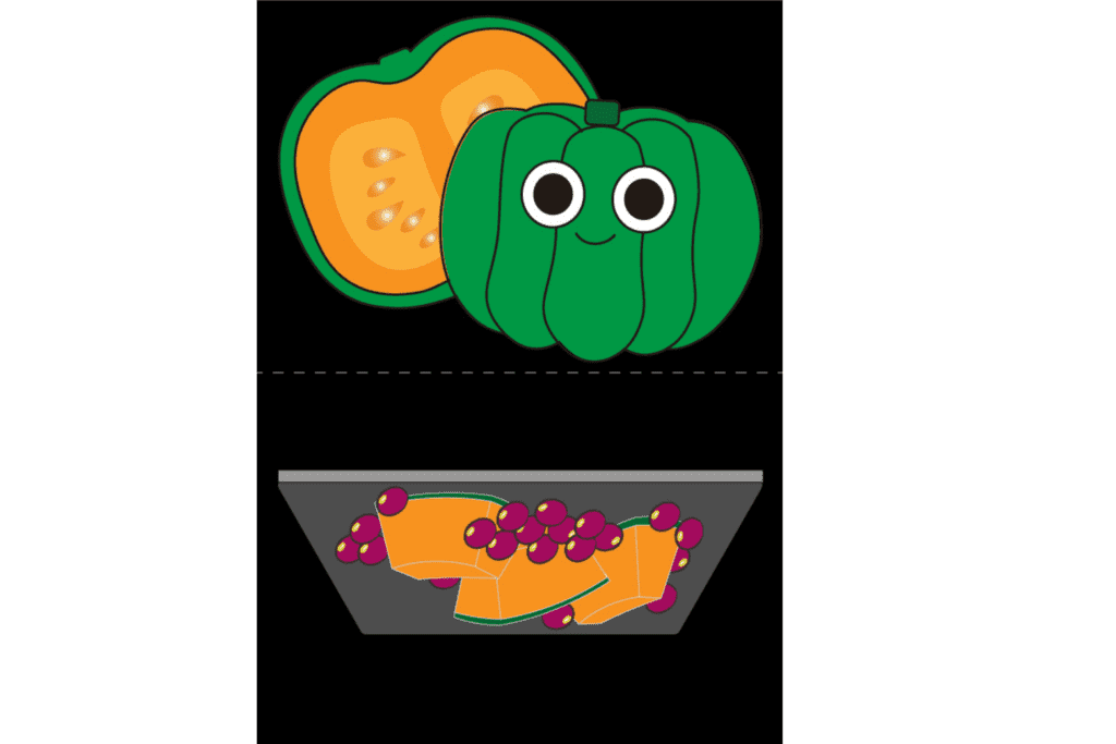 パネルシアターペープサートイラスト無料ダウンロード冬至とはかぼちゃ小豆