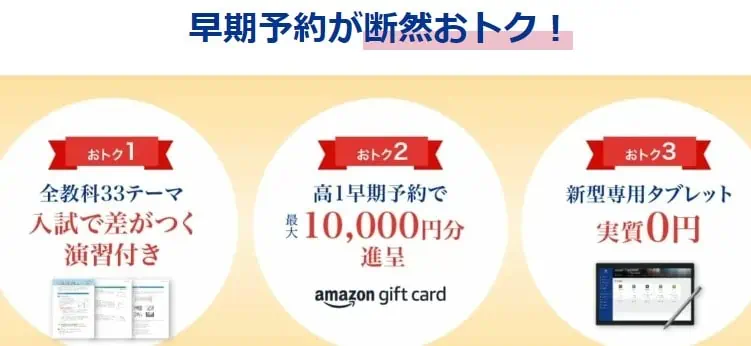 Z会新高1早期予約キャンペーン｜amazonギフト券最大10,000円・新型タブレット無料