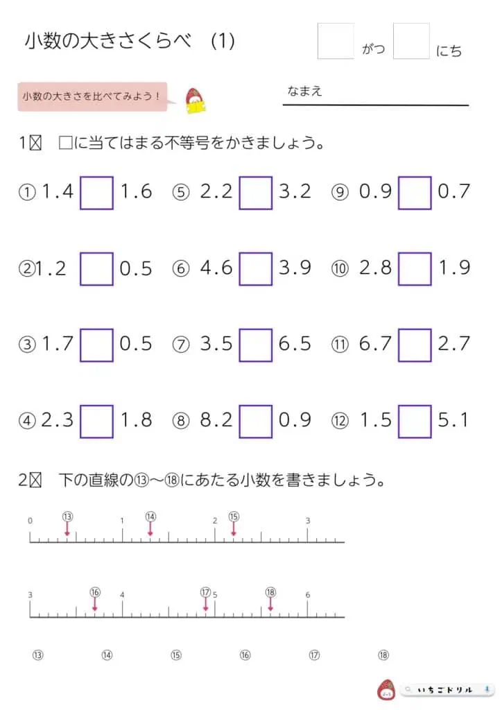 小4算数｜小数の大きさ比べ